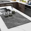 1pc Ultra-Absorbent Diatomite Drying Mat, Non-Slip Quick-Dry Kitchen Mat, Grey Marble Design, Dishwasher Safe & Heat Resistant