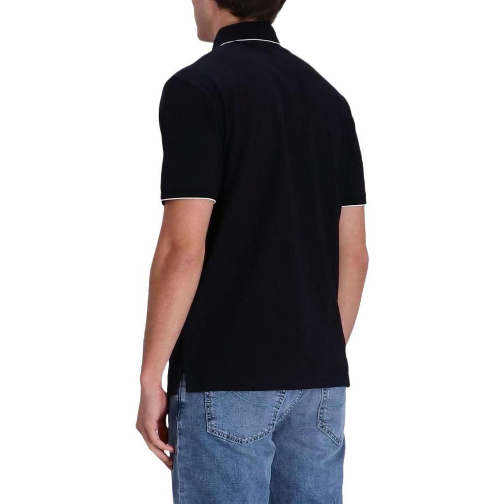 Emporio Armani SS23 Solid Color Logo Embroidered Short Sleeve Polo Shirt Men tops Navy-Blue 3R1F70-1JTKZ-09I8