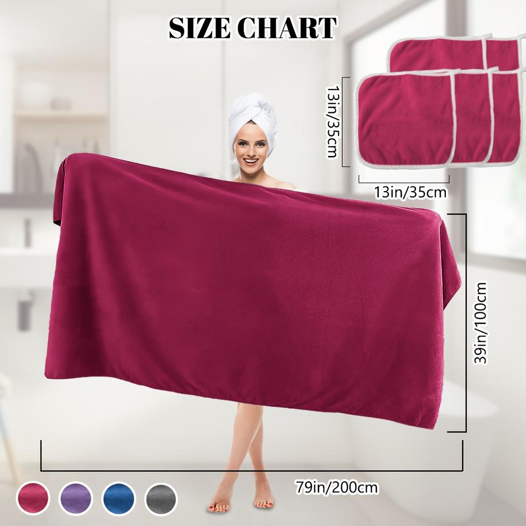 Plus Size Bath Towel for Curvy Women,Extra Large Soft Coral Fleece Body Towel 200x100cm Quick-Dry,Lightweight,Highly Absorbent