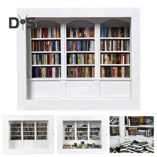 Ångest Bokhylla Miniatyrbibliotek med 200 st Miniböcker Skaka bort din ångest Träbokhylla Sensorisk leksak för Hem Kontorsinredning