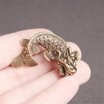 Artistic Key Charm Sophisticated Texture Copper Vividly Engraved 3D Dragon Fish Ornament for Home