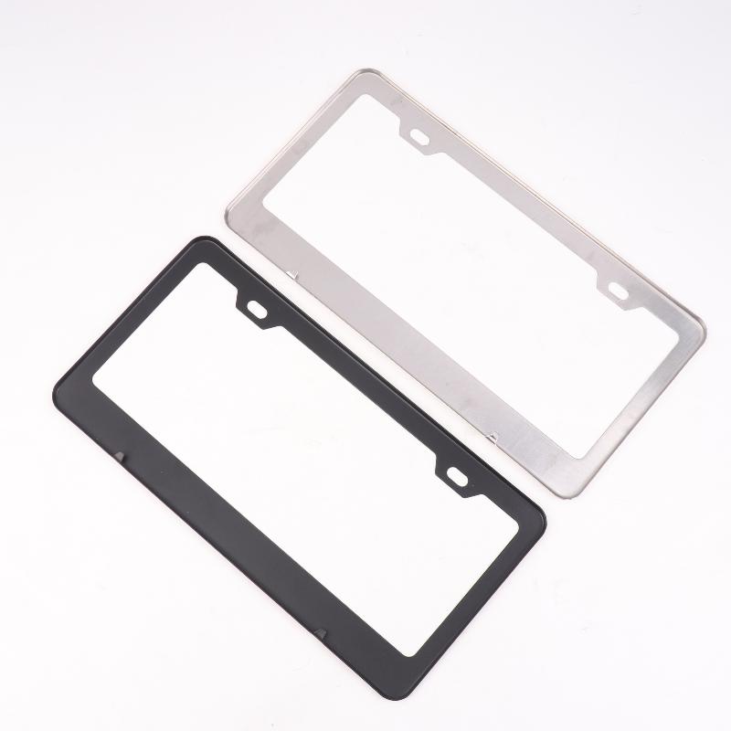 1 Set American Auto Accessory Universal Stainless Steel License Plate Frame Black Bracket Number Plate Tag Cover For Front Rear