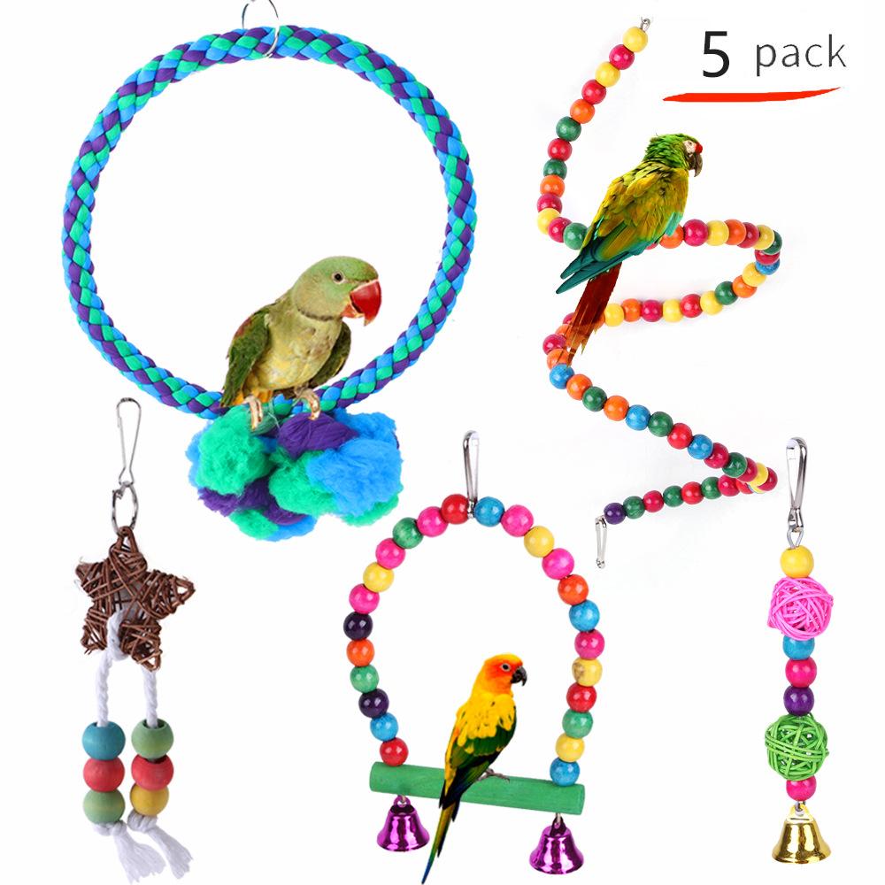 Buy Pet Bird Toy Hanging Cage Swing Colorful Station Bridge Parrot Toy