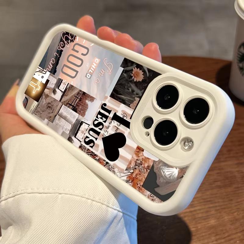 Jesus Collage Pattern Thick Shockproof Phone Case For iPhone 17 Air 16 e 15 14 13 12 11 Pro Max Plus Mini SE Soft Bumper Cover