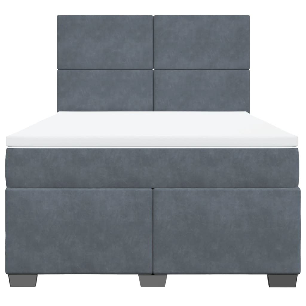 Vidaxl Letto Continentale Con Materasso, Grigio Scuro, 160X200Cm Velluto