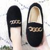 Hairy Shoes Women's Flat Bottomed Versatile Cotton Shoes Extra Velvet Shoes Autumn and Winter Warm Shoes