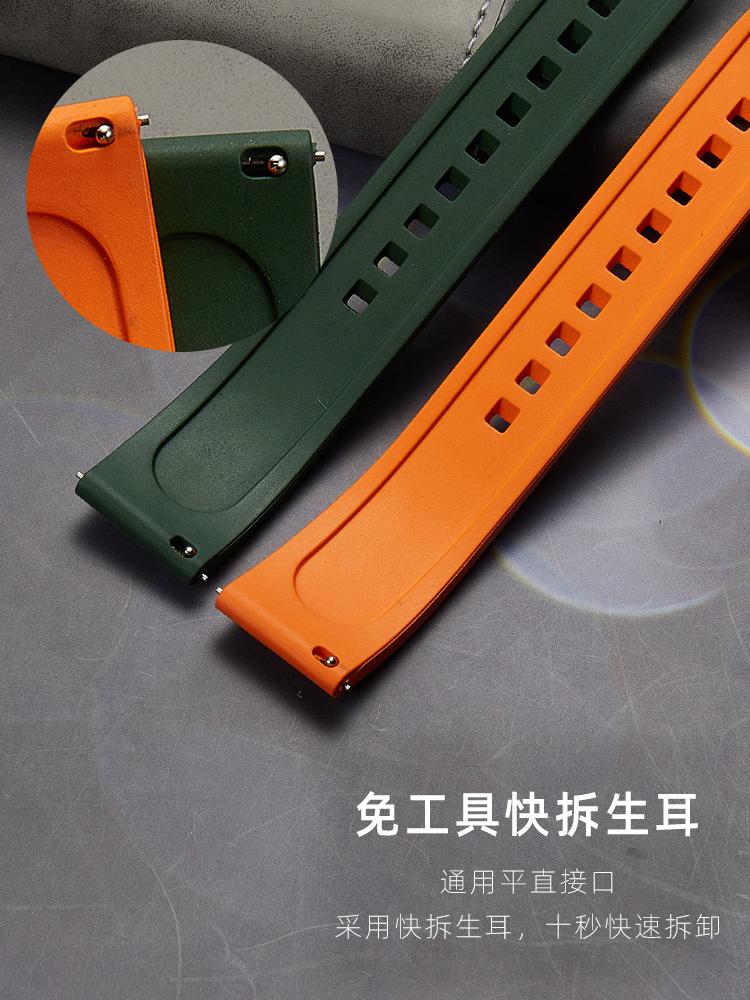 High quality fluororubber strap for Tissot Rado Rolex Tudor Jaeger series watchband quick release silicone watch strap 20mm