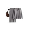 Suit Women's New Autumn and Winter Collar Long-sleeved Loose Knitted Skirt Fashionable Commuter Two-piece Suit Women