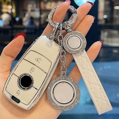 Leather Strap Ring Car Key Case Cover for Mercedes Benz Maybach S GLS A-B-C-M-CLA-CLS-E-G-GLB-GLC-GLE-R-SL Class AMG EQS EQC GLA
