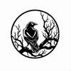 Silhouette Wall Art Iron Construction Metal Cut Details Gothic Bird