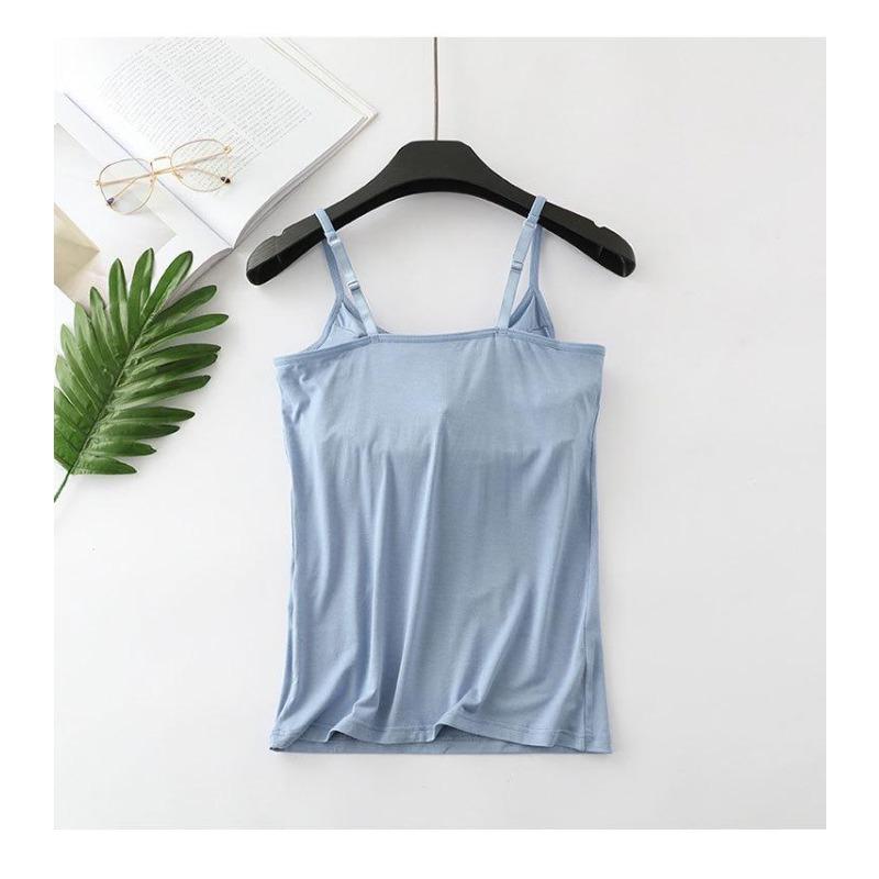 2025 New Modal Female Large Size No Steel Ring Integrated Five-finger Chest Pad Camisole Bottoming Shirt Slim Multicolor