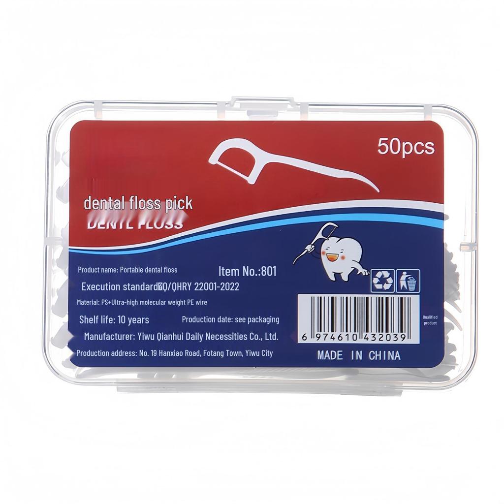 Ultra-Fine Disposable Dental Floss Sticks - Portable Toothpick Floss for Family, Cleans Interdental Spaces