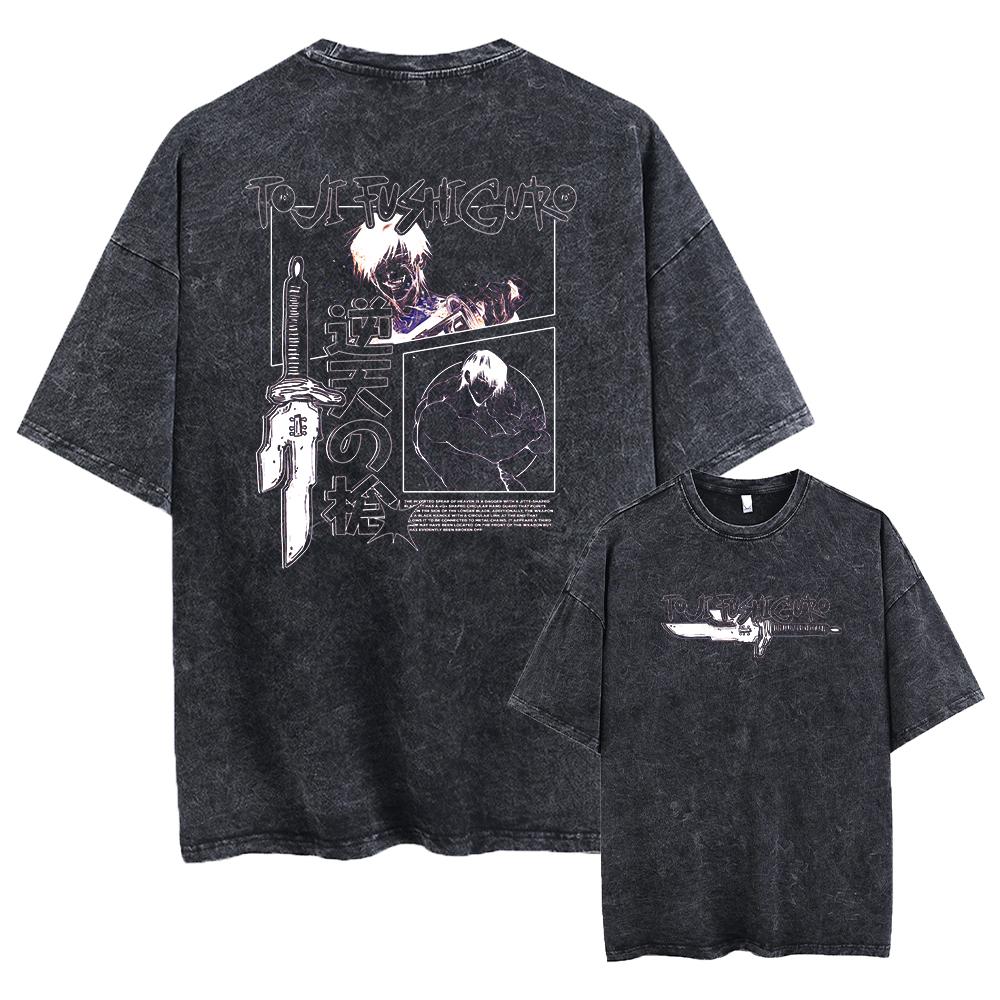 Anime Acidové tričko Jujutsu Kaisen Gojo Satoru Trička Vypraná Pánská Dámská Bavlněná Trička Ryomen Sukuna Retro Topy