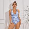 2025 Sexy Tummy Control One-Piece Women's Swimsuit with Tie-Neck Halter