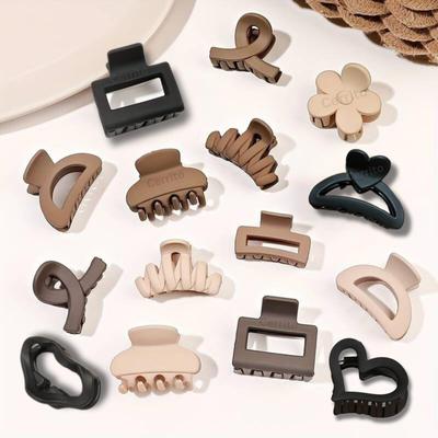 Cerrito Small Hair Claw Clips for Women & Girls - Matte Nonslip Clamps with Strong Hold for Thick & Thin Hair, Neutral Mini Hair Accessories for Ev