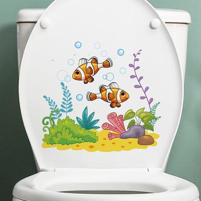 Sea Fish Seaweed Pattern Toilet Decal Waterproof Wall Sticker for Home Bathroom