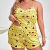 Plus Size Women's Camisole Shorts Pajama Set - Casual, Loose, Comfortable Sleepwear