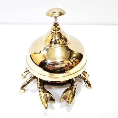Decorative Shiny Brass Crab Bell Hotel Counter Reception Bell Teacher Desk Bell