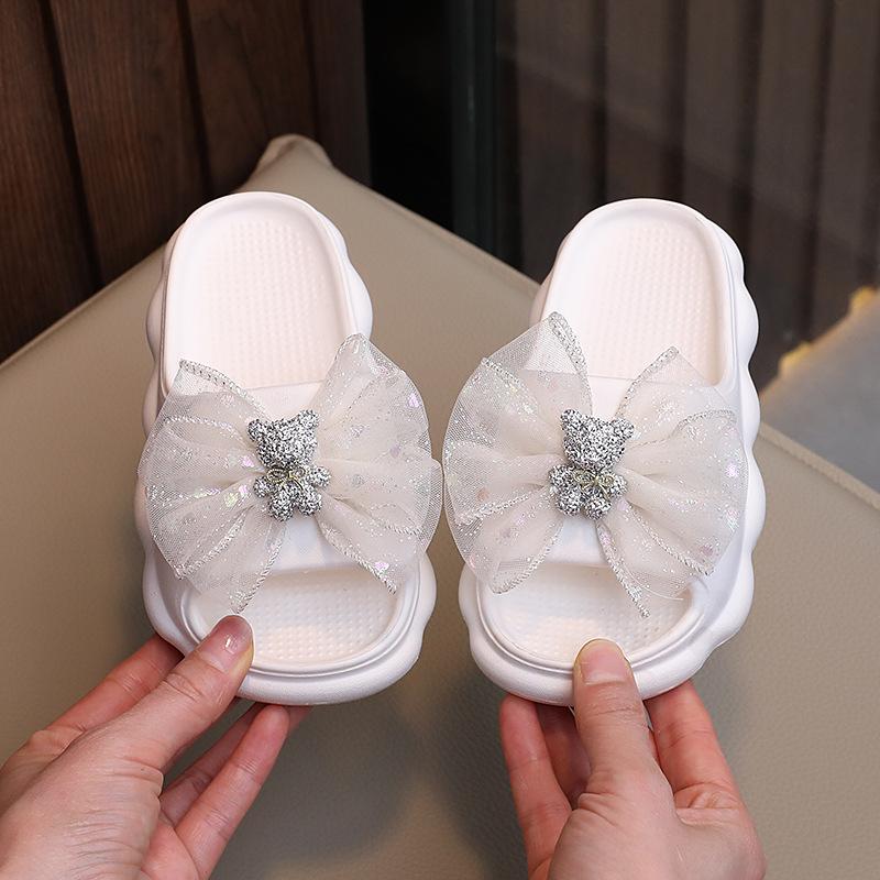 New Girls Sandals with Bow Non Slip Soft Sole Fashion Princess Beach Flip Flops for Toddler Little Big Kids