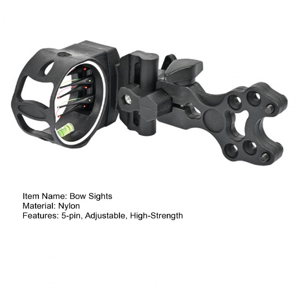15*11cm 5 Pin Bow Sights Adjustable Archery Hunting Bow Sights Outdoor Archery Shoot Sports Equipment Tool-Less Archery Bowsight 5