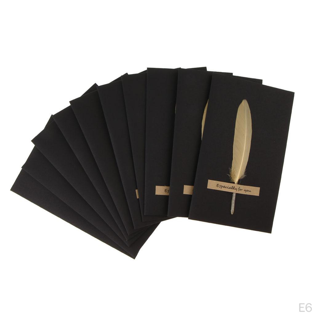 10 Pack Handmade Feather Elegant Greeting Card Thank You Cards Supplies