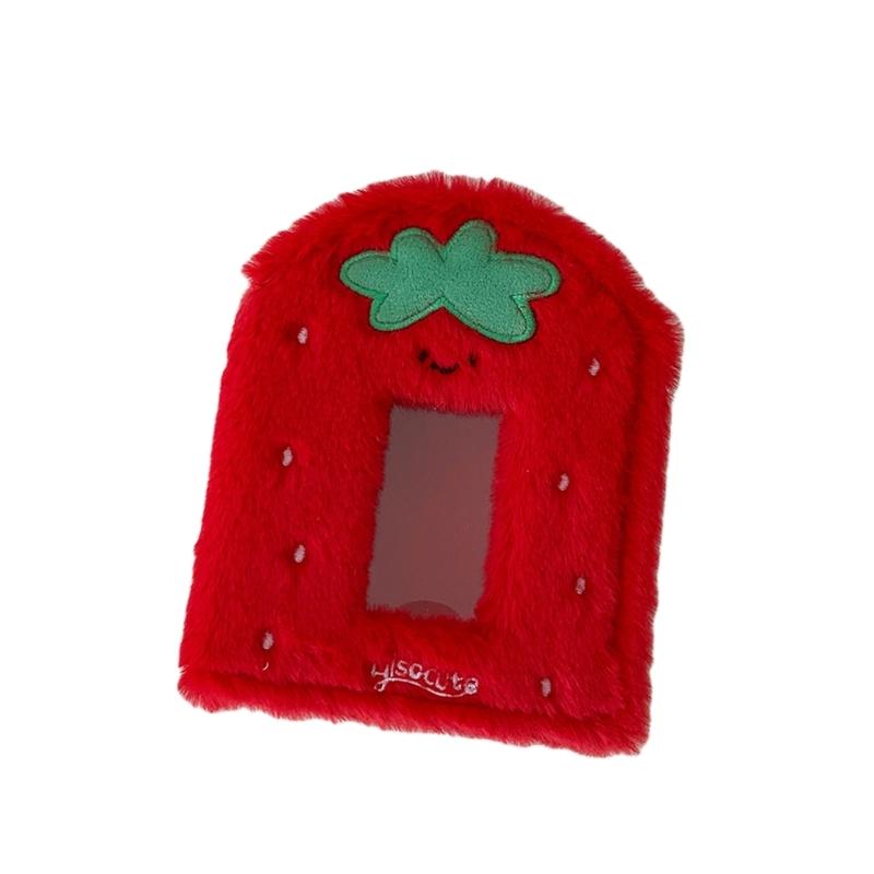 Plush Photocard Binder Cover Cute Strawberry Refillable Page Cartoon 3 Rings Binder Photo Album Shell Organizers