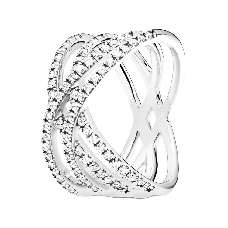 

Pandora Multi-Layered Shimmering 925 Silver Ring Women rings 196401CZ 48