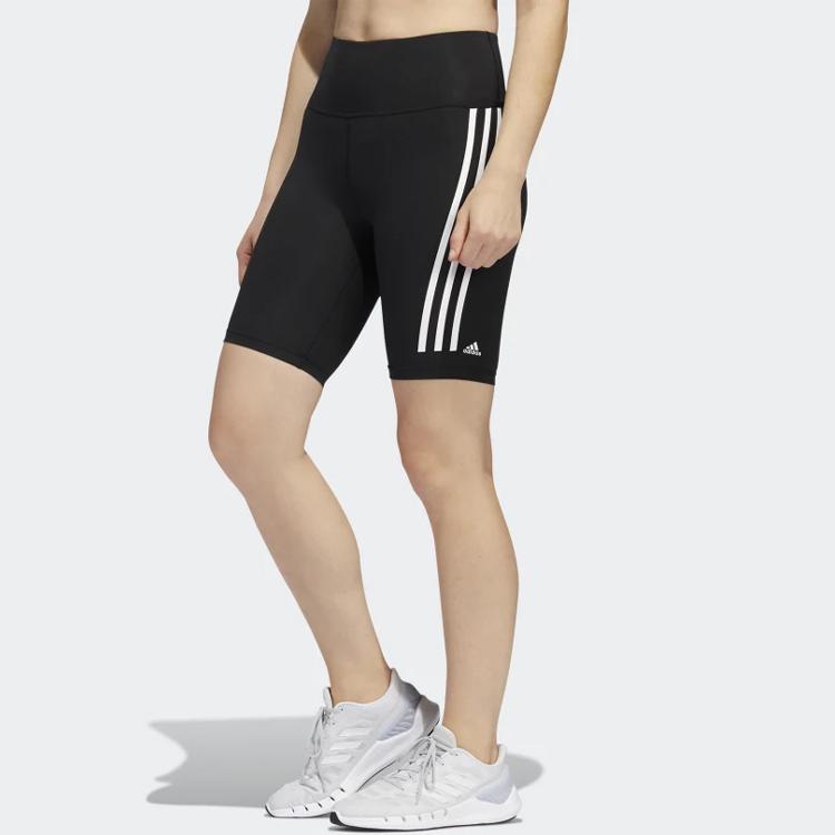 Adidas Logo Stripe Print Tight Fitness Shorts Women Shorts Black H64228
