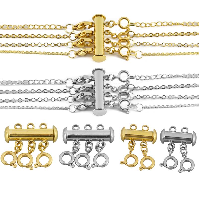 Stainless Steel Spring Buckle Multiple Multi Chain Lobster Clasps Separator Hook Connectors For DIY Jewelry Making Accessories