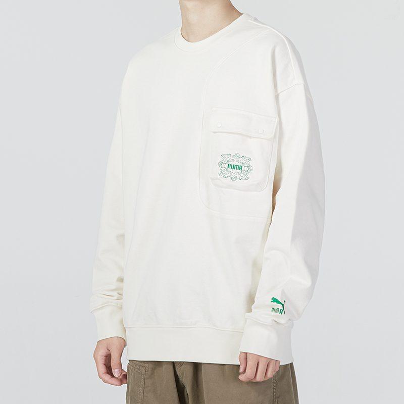 PUMA Sweatshirts Men's White Crew Neck Moderate Regular 539908-93