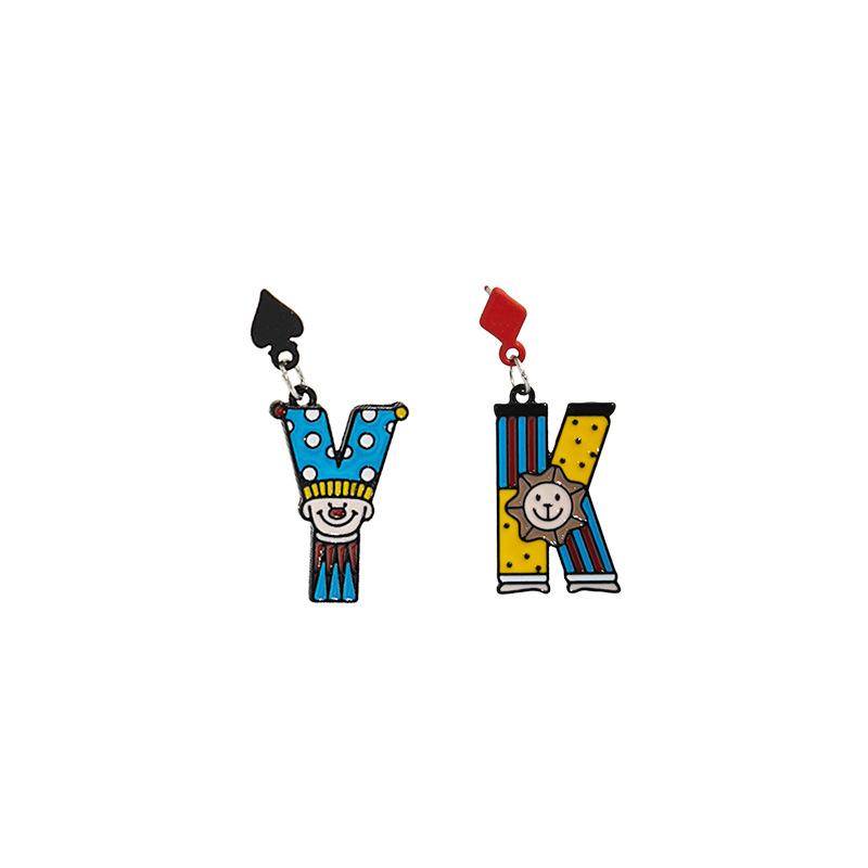 Cartoon Cute Oil Dripping Tassel Earrings, Bow Flower Earrings, Letter Popcorn Alloy Earrings.