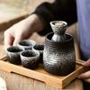 6 PCS Sake Set with Warmer, Japanese Traditional Ceramic Japanese Sake Cup Sets with Warmer, 1 Sake Pot, 4 Sake Cup and Warming Pot