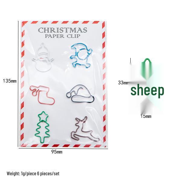 Christmas Cartoon Paper Clips: Santa, Snowman, Reindeer, Socks, Tree-Shaped Clips