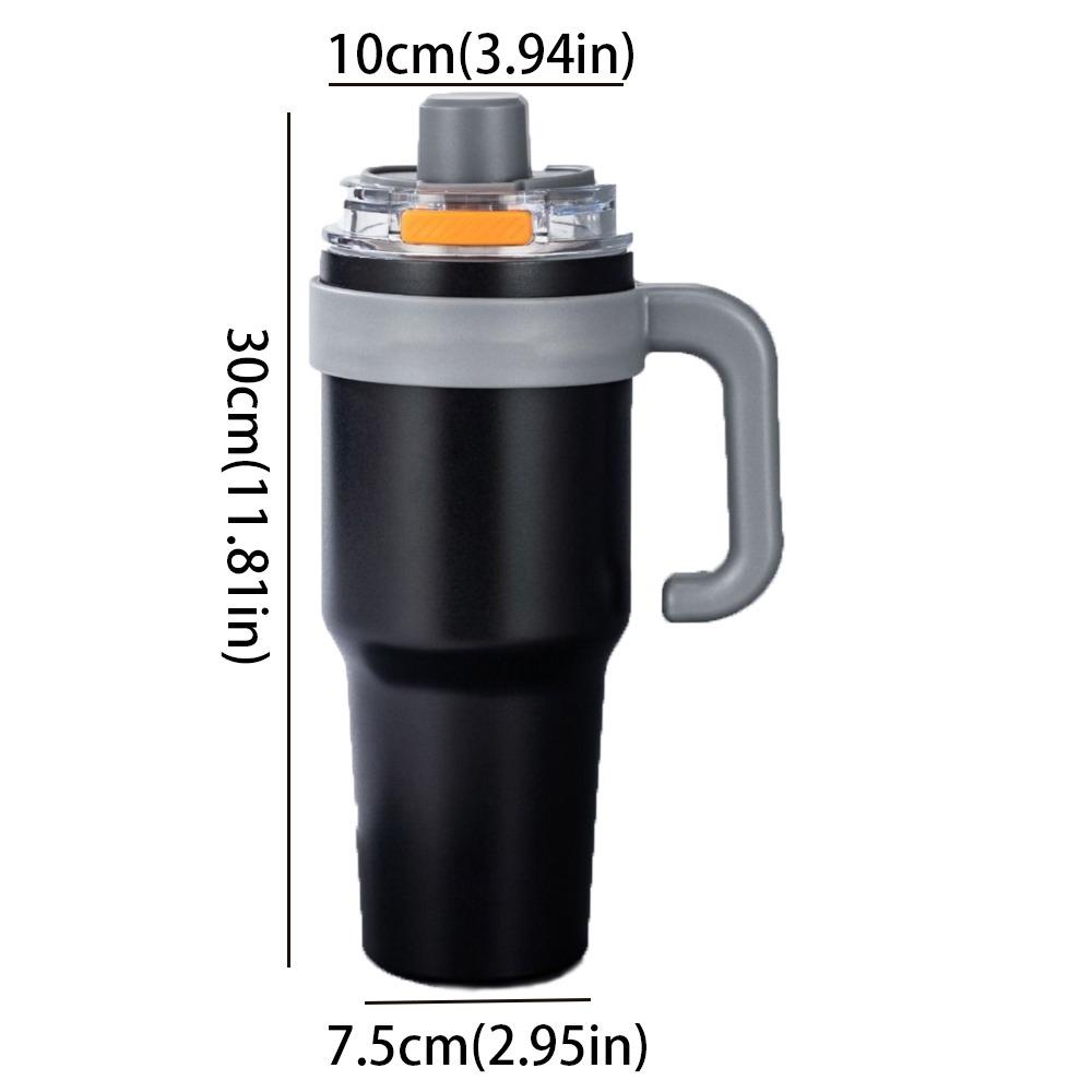 Straw Insulated Coffee Mug Ceramic Liner Travel Mug Handle Thermos Cup  Travel