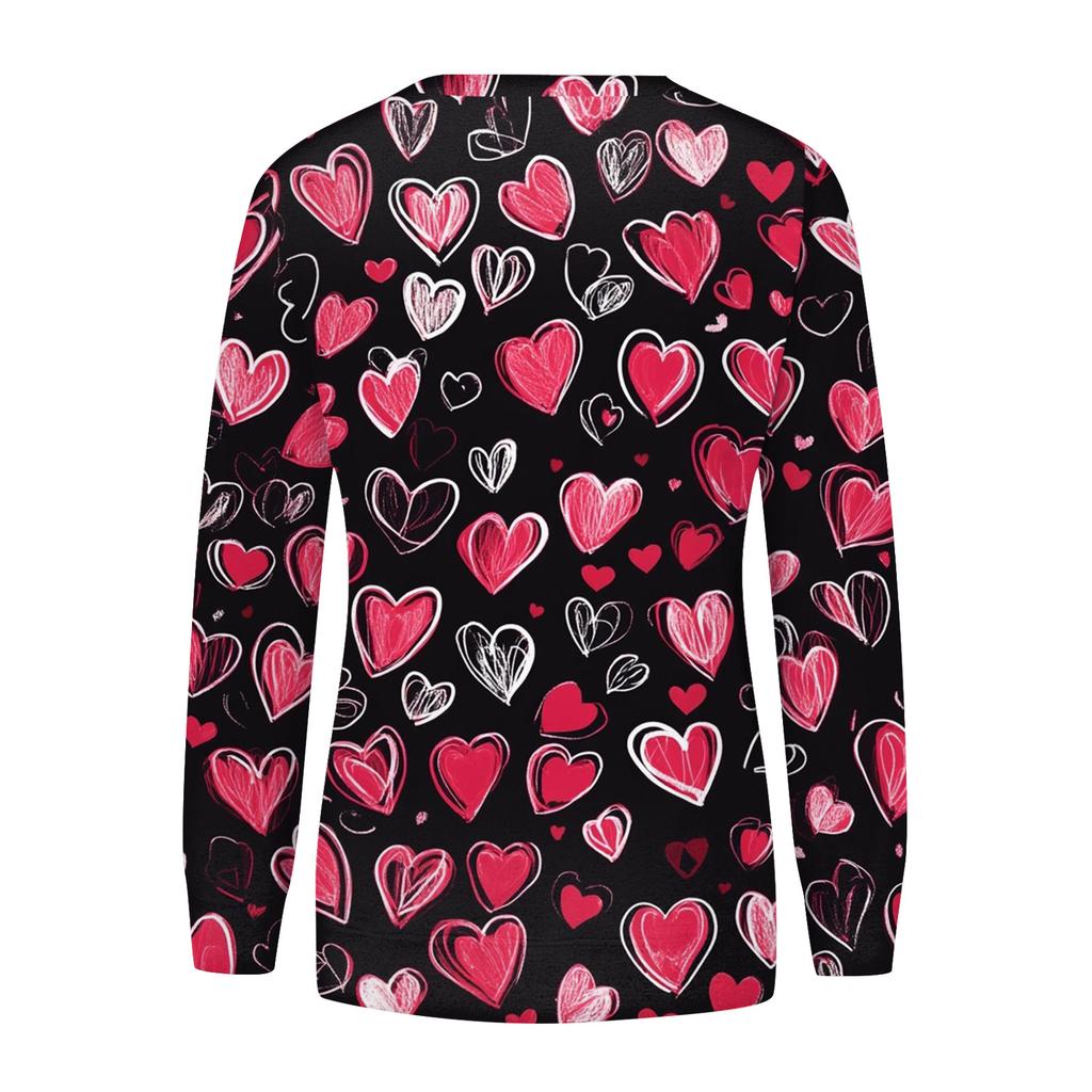 Damenmode Lässig Langarm Bedruckter Halsausschnitt Sweatshirt-Oberteil