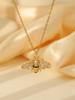 18K Gold Titanium Steel Bee Necklace with Zircon Inlays for Women - European & American Style