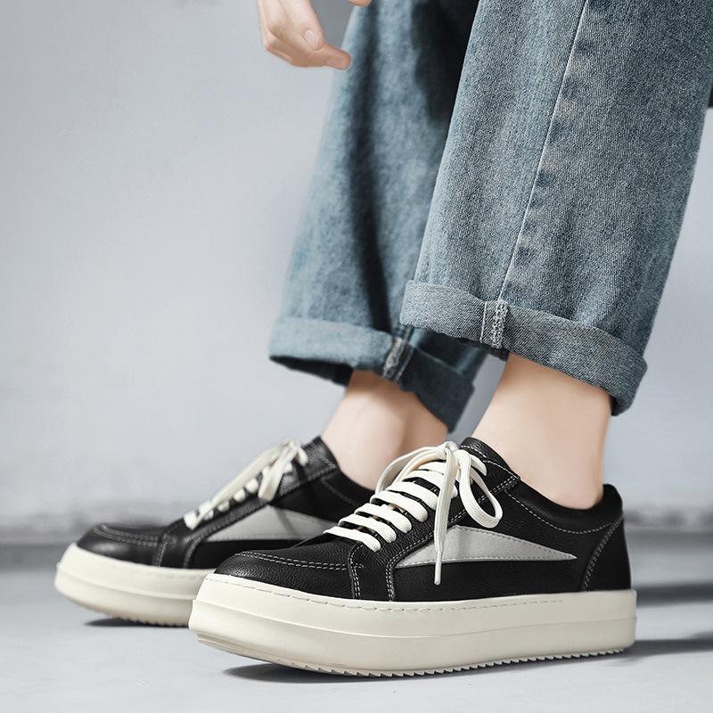[Ceiling Quality] Self-owned RO Infringing Men's Shoes, Small Triangle Milk-scented Bottom, Thick-soled Leather Casual Board Shoes Tide