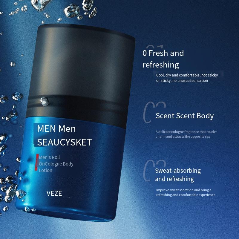 1PC Men's Walking Bead Cologne Deodorant, Summer Antiperspirant, Refreshing and Cleansing Flavor, Walking Bead Antiperspirant Lotion