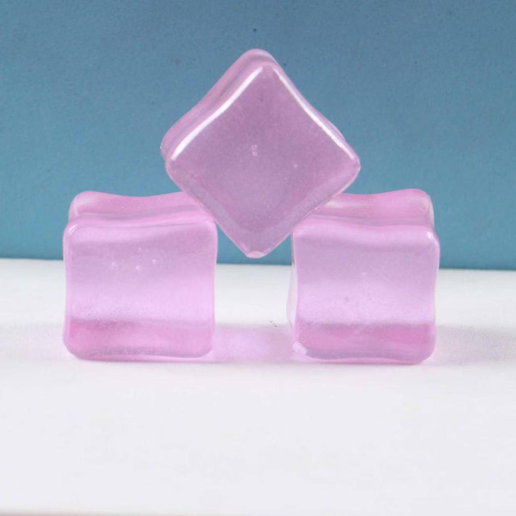 Trendy Simulation Transparent Colored Ice Cube Phone Case Keychain with Crushed Ice DIY Micro Landscape Decor