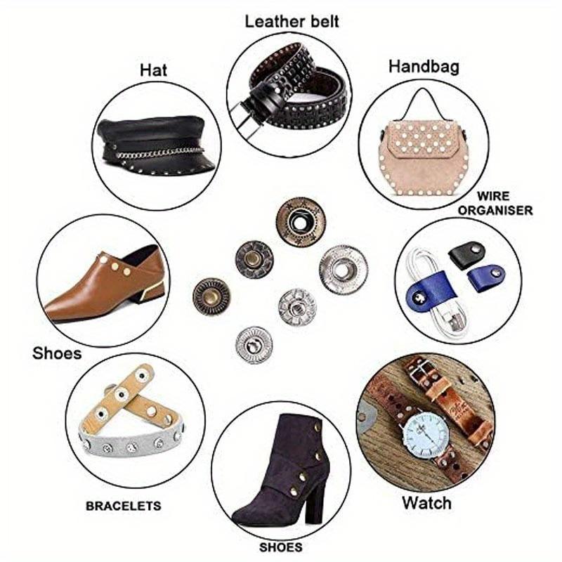 480 Sets Rivets for Leather, Leather Rivet Kit 4 Colors 3 Sizes Leather Rivets and Snaps for Leather Crafts