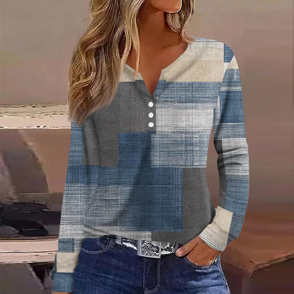 T-skjorte for kvinner T-skjorte med lange ermer Daglig helgmote Basic V-hals vanlig topp