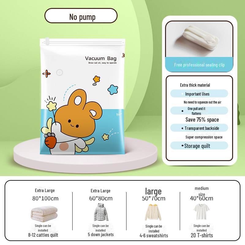 

Многоразовый вакуумный мешок для хранения одежды, одеял и подушек — идеальный вариант для переездов студентов. 80x100