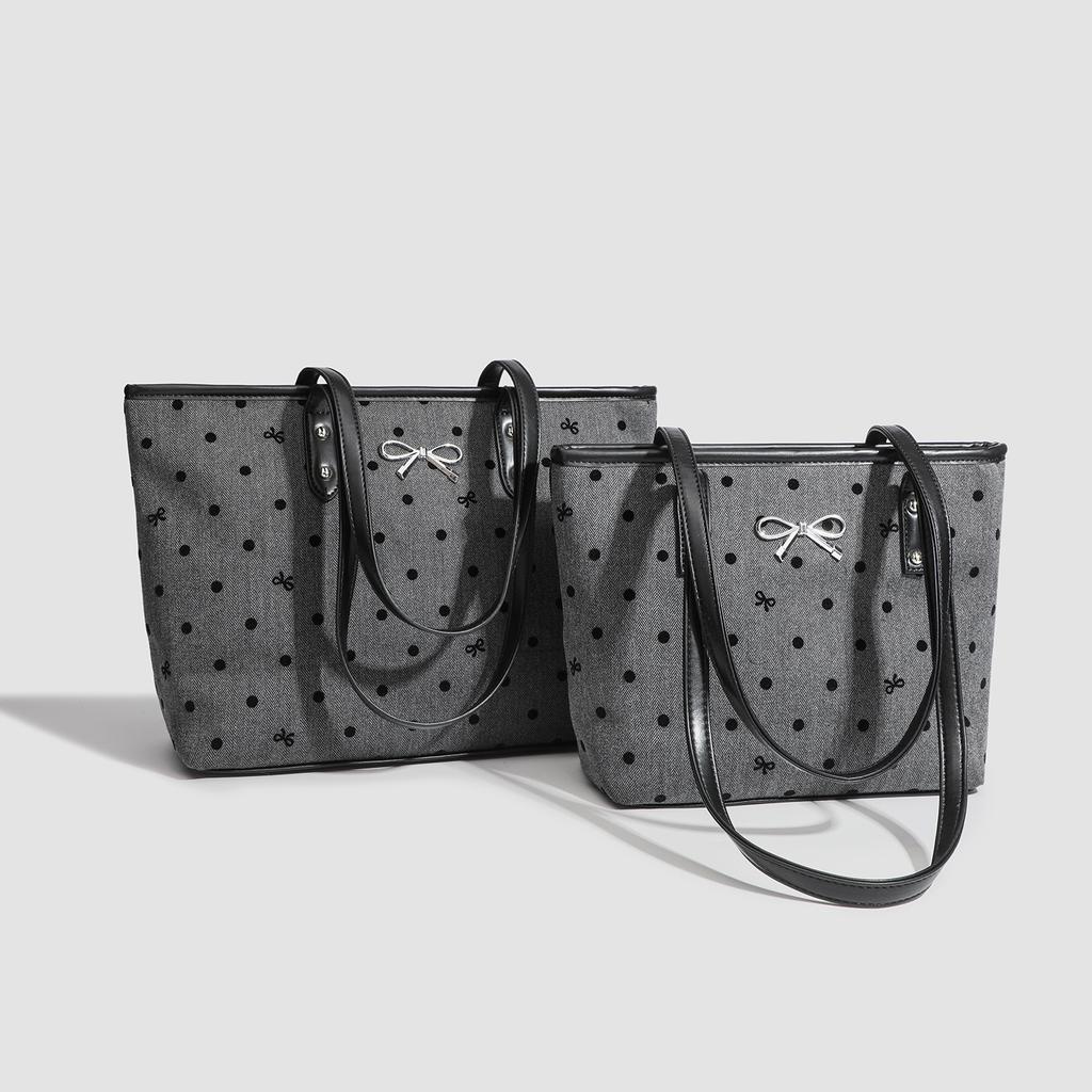 College Canvas Tasche Schleife Achseltasche Lässige Shopping Ein-Schulter Handtasche