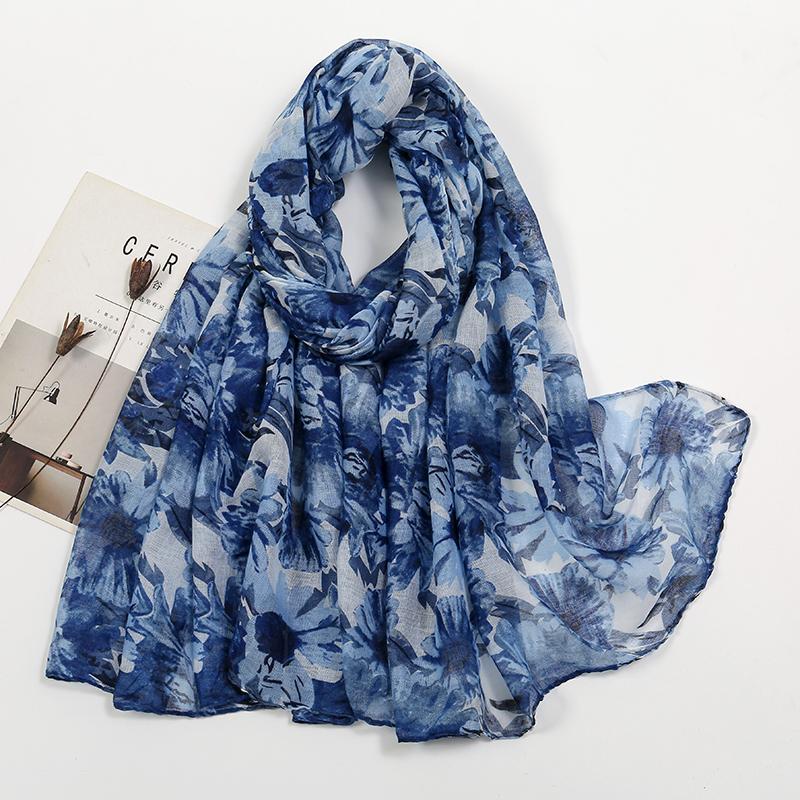 New Printed Cotton Viscose Hijab For Women Muslim Long Shawls Foulard Floral Headscarf Wraps Islamic Headband Turban 180*85cm