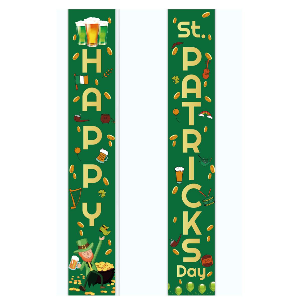 

St. Patrick S Day Family Party Door Frame Decoration Couplet Polyester Cloth Flag Poster Customization Irish couplet 040