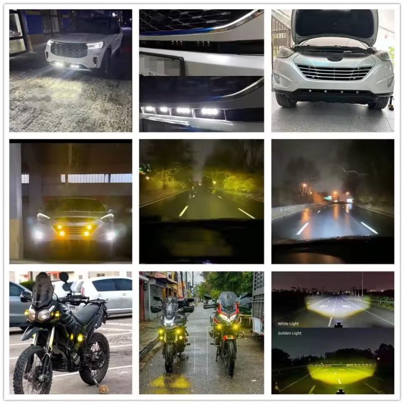 2/3/4 Lens Car Grille Light Motorcycle Auxiliary Driving LED Headlight Truck Off-road Vehicle High Brightness Spotlights 12V 24V