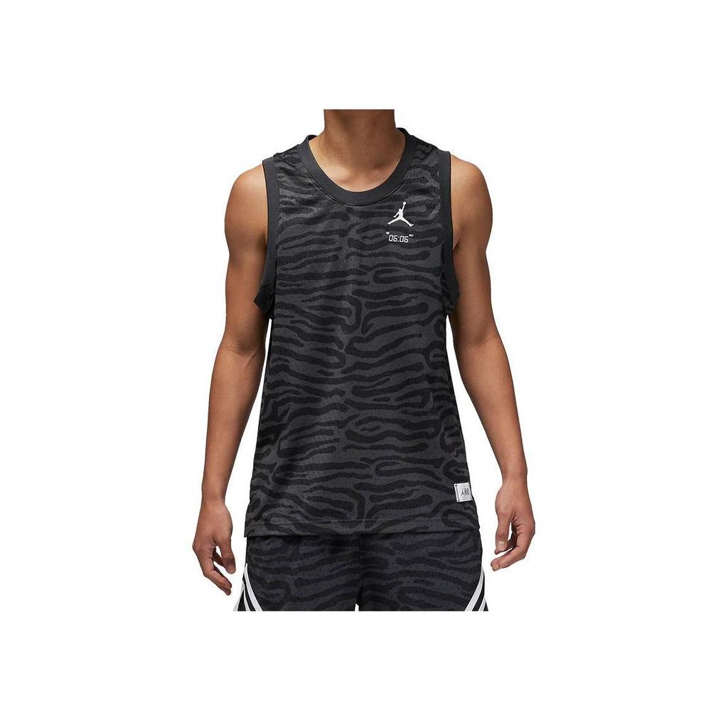 Jordan Zebra Print Letter Logo Mesh Training Basketball Vest Men Tops Black DM1825-010