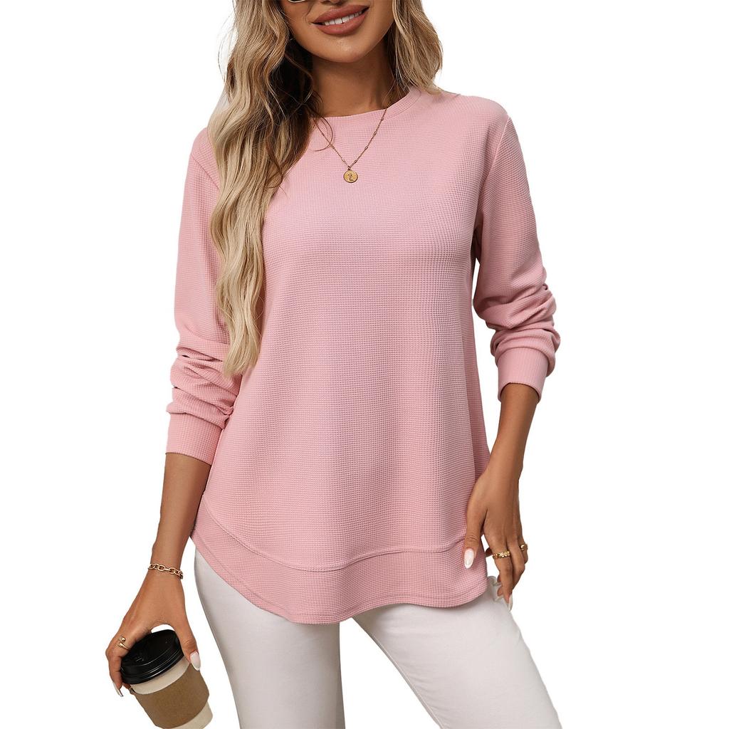 Women's Loose  Casual Versatile T-shirt Knitted Long Sleeves