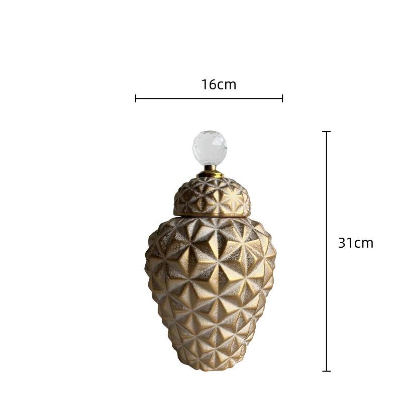 

Ceramic Vase Geometric Diamond Check Flower Vase Ginger Jar Sealed Storage Tank Crystal Jar Flower Arrangement Decoration