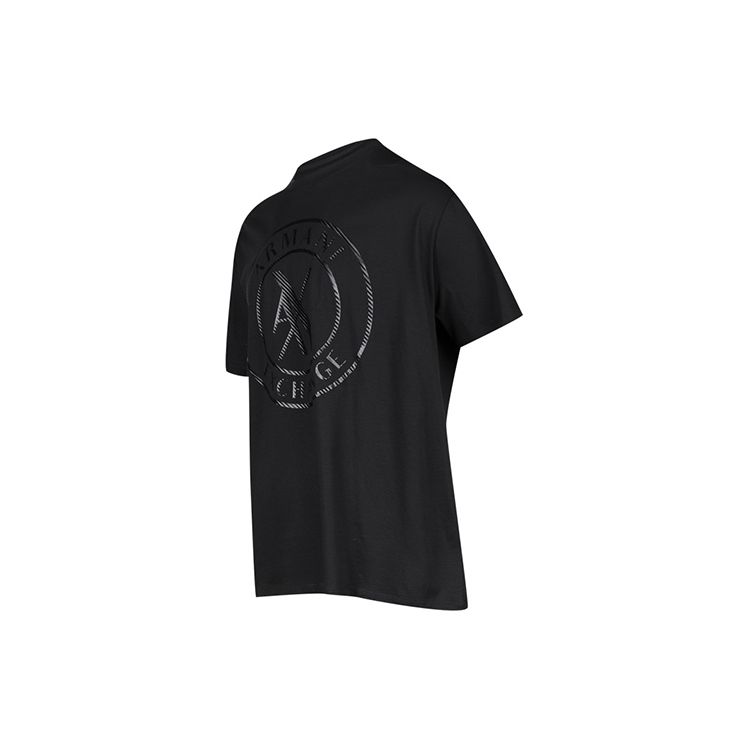 Armani Exchange Logo Geometric Pattern Printed Short Sleeve T-Shirt Men Tops Black 3LZTLC-ZJ9AZ-1200